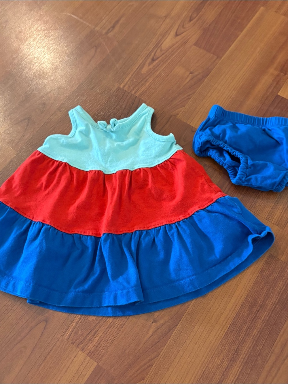 Hanna Andersson Colorblock Baby Dress and Bloomers 6-12 months